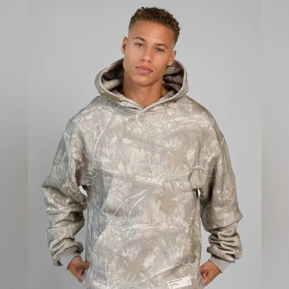 Comfrt Collection Camo Hoodie Size S Brown WoodCamouflage Fleece Sweatshirt NWT - Picture 2 of 10